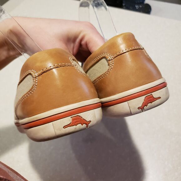 Tommy Bahama Calderon Venetian Leather Canvas Slip-On Drivers Tan Men's US 7.5 - Picture 5 of 7